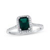 Thumbnail Image 0 of Previously Owned Lab-Created Emerald & White Topaz Ring 10K White Gold