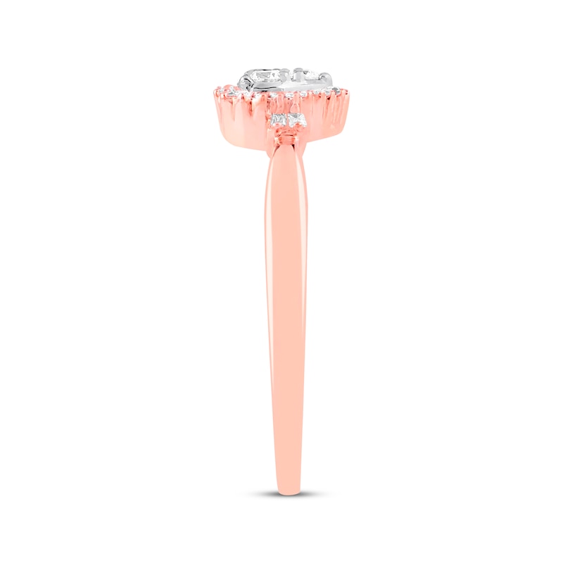 Main Image 3 of Previously Owned Diamond Promise Ring 1/5 ct tw Round & Baguette 10K Rose Gold