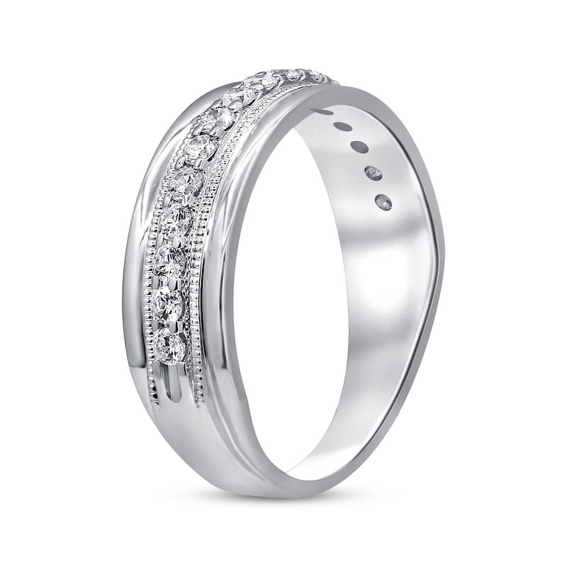 Main Image 2 of Previously Owned Men's Diamond Wedding Ring 1/2 ct tw Round-cut 10K White Gold