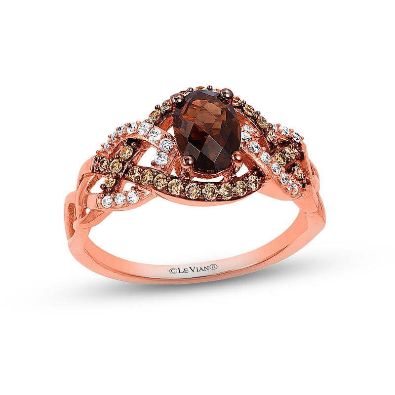 Main Image 1 of Previously Owned Le Vian Chocolate Quartz Ring 1/4 ct tw Diamonds 14K Gold