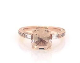 Previously Owned Neil Lane Square Emerald-Cut Morganite & Diamond Engagement Ring 3/8 ct tw 14K Rose Gold