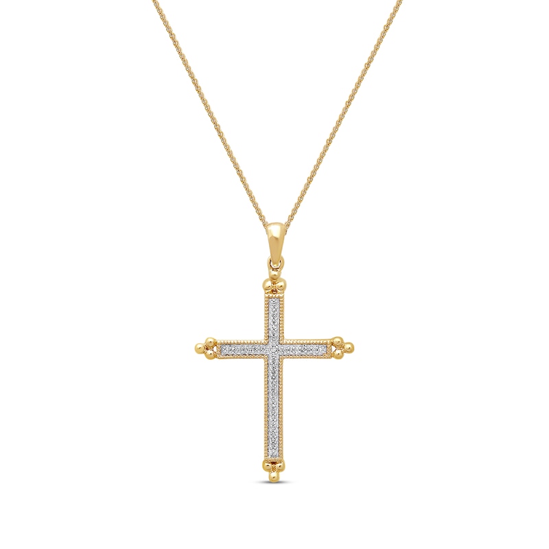 Previously Owned 1/15 ct Diamond Cross Necklace 10K Yellow Gold | Kay