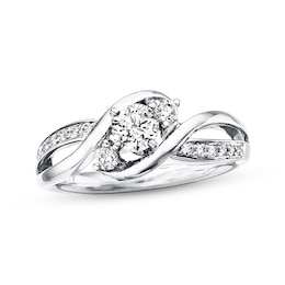 Previously Owned Three-Stone Engagement Ring 3/8 ct tw Round-cut Diamonds 14K White Gold