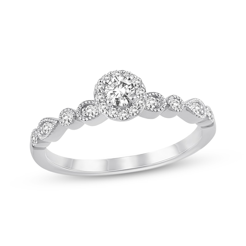 Main Image 1 of Previously Owned Diamond Engagement Ring 1/4 ct tw Round-cut 10K White Gold