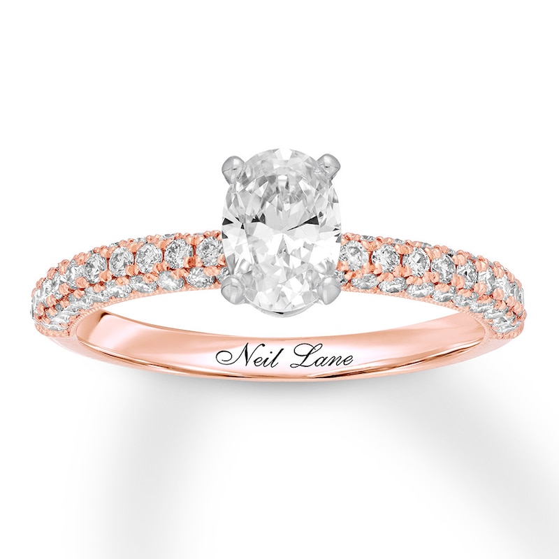 Main Image 1 of Previously Owned Neil Lane Engagement Ring 1-1/2 ct tw Oval & Round-cut Diamonds 14K Rose Gold - Size 3.5