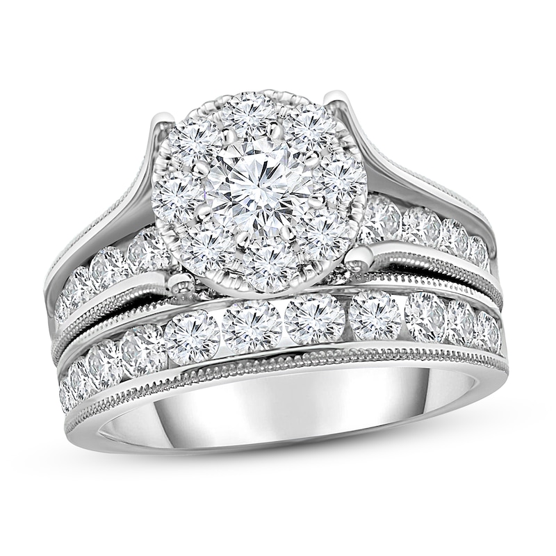 Previously Owned Diamond Bridal Set 2-7/8 ct tw Round-cut 10K White Gold
