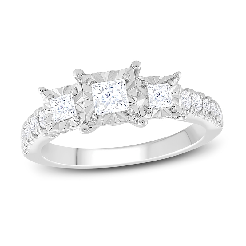 Previously Owned Three-Stone Diamond Engagement Ring 1 ct tw Princess ...