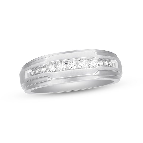 Previously Owned Men's Diamond Wedding Band 1/4 Carat tw 10K White Gold