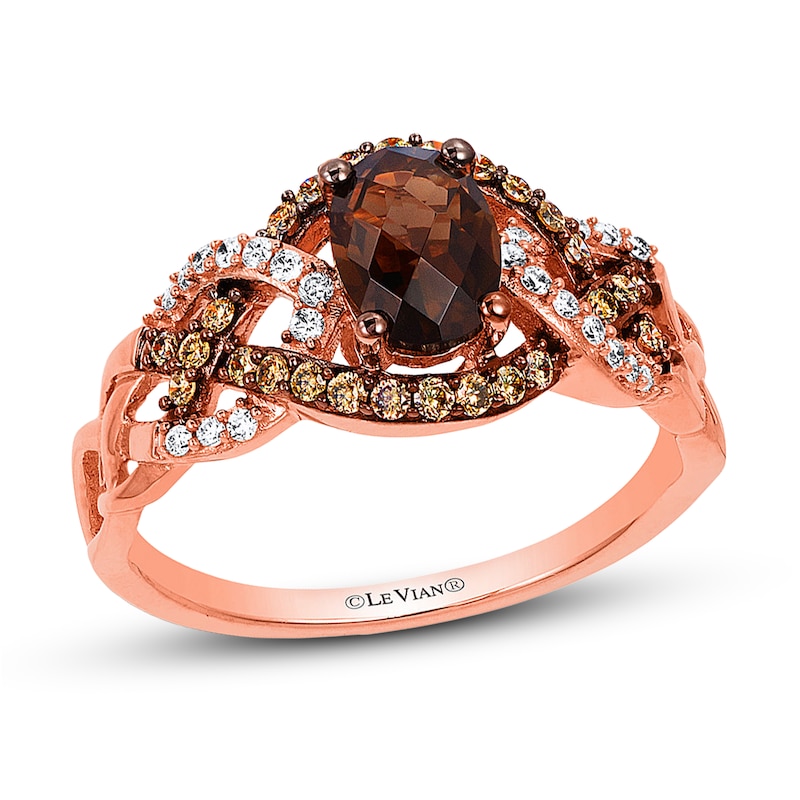 Main Image 1 of Previously Owned Le Vian Chocolate Quartz Ring 1/4 ct tw Diamonds 14K Gold