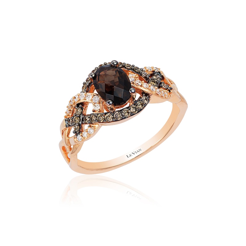 Main Image 5 of Previously Owned Le Vian Chocolate Quartz Ring 1/4 ct tw Diamonds 14K Gold