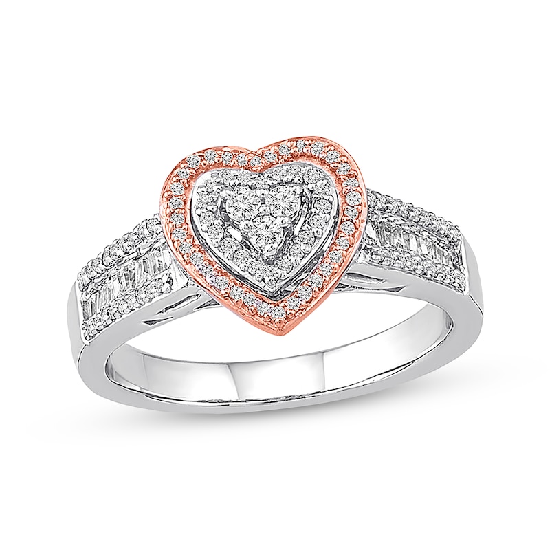 Main Image 1 of Previously Owned Diamond Heart Ring 3/8 ct tw Round-cut 10K Two-Tone Gold