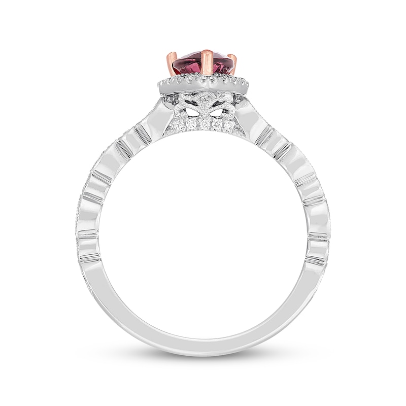 Main Image 3 of Previously Owned Neil Lane Garnet & Diamond Engagement Ring 1/4 ct tw Pear & Round-cut 14K White Gold