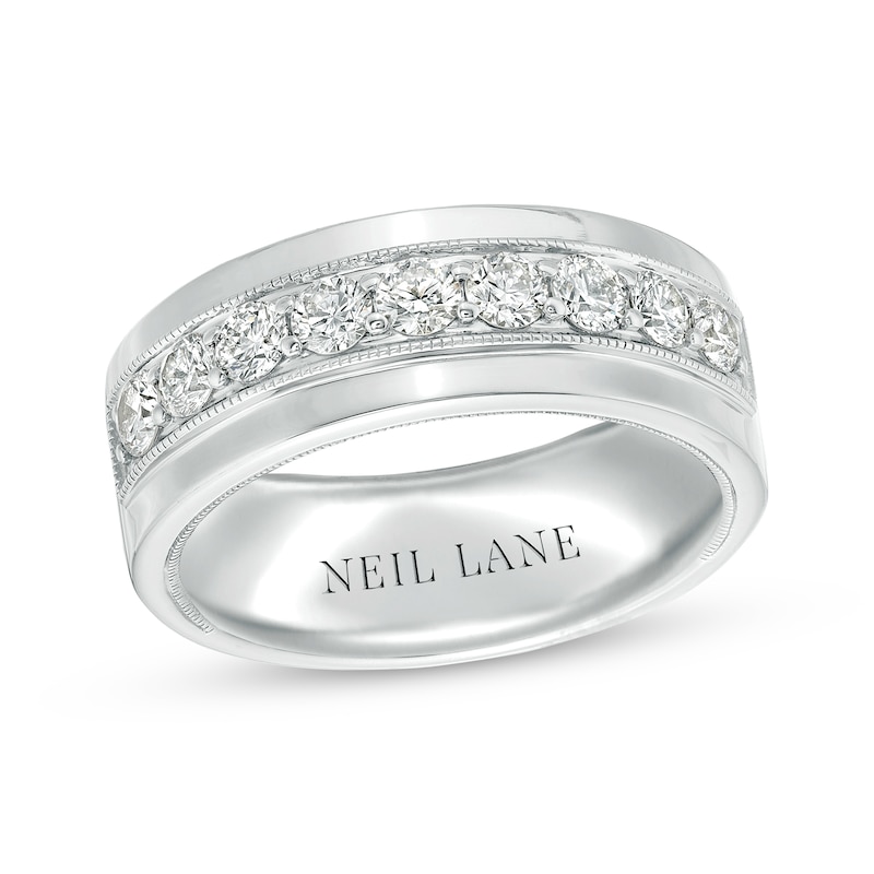 Main Image 1 of Previously Owned Neil Lane Men's Diamond Wedding Band 1 ct tw Round-cut 14K White Gold