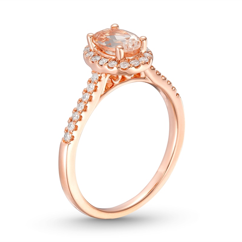 Previously Owned Oval Morganite Engagement Ring 1/4 ct tw Diamonds 14K Rose Gold