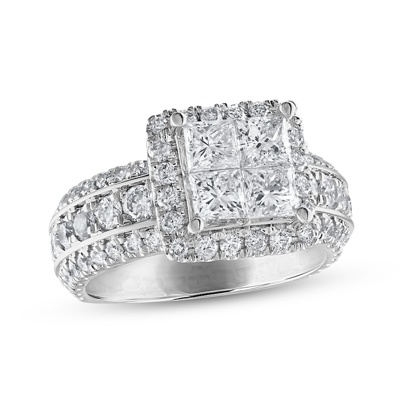 Previously Owned Multi-Diamond Engagement Ring 3 ct tw Princess & Round ...
