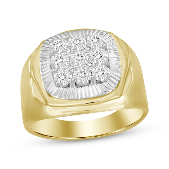 Previously Owned Men's Diamond Ring 1/4 ct tw Round-cut 10K Two-Tone Gold