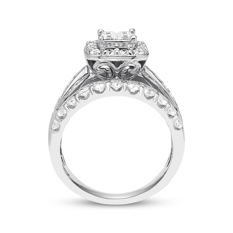 Previously Owned Diamond Engagement Ring 2 ct tw Princess & Round 14K White Gold
