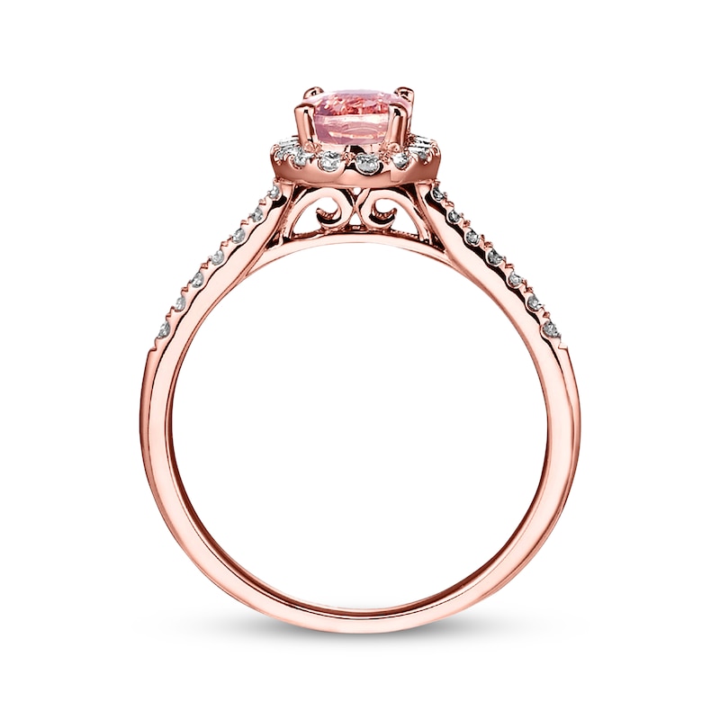 Main Image 3 of Previously Owned Morganite Engagement Ring 1/4 ct tw Round-cut Diamonds 14K Rose Gold