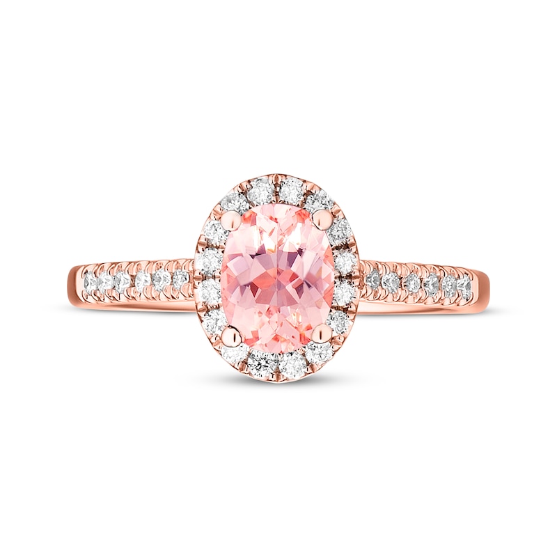 Main Image 4 of Previously Owned Morganite Engagement Ring 1/4 ct tw Round-cut Diamonds 14K Rose Gold