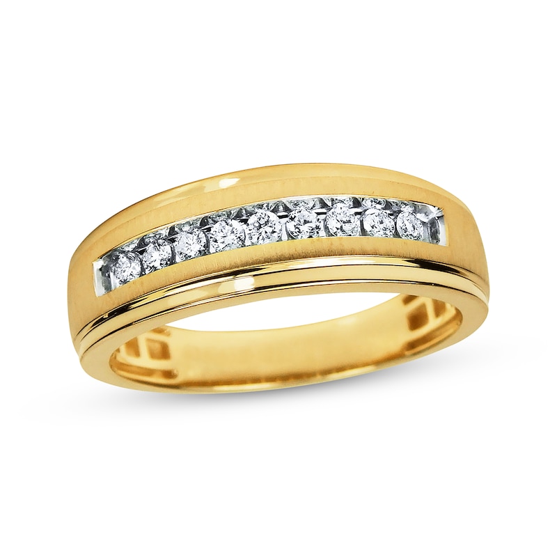 Main Image 1 of Previously Owned Men's Diamond Wedding Band 1/4 ct tw 10K Yellow Gold