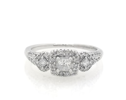 Previously Owned Diamond Engagement Ring 3/8 ct tw Princess & Round 10K White Gold