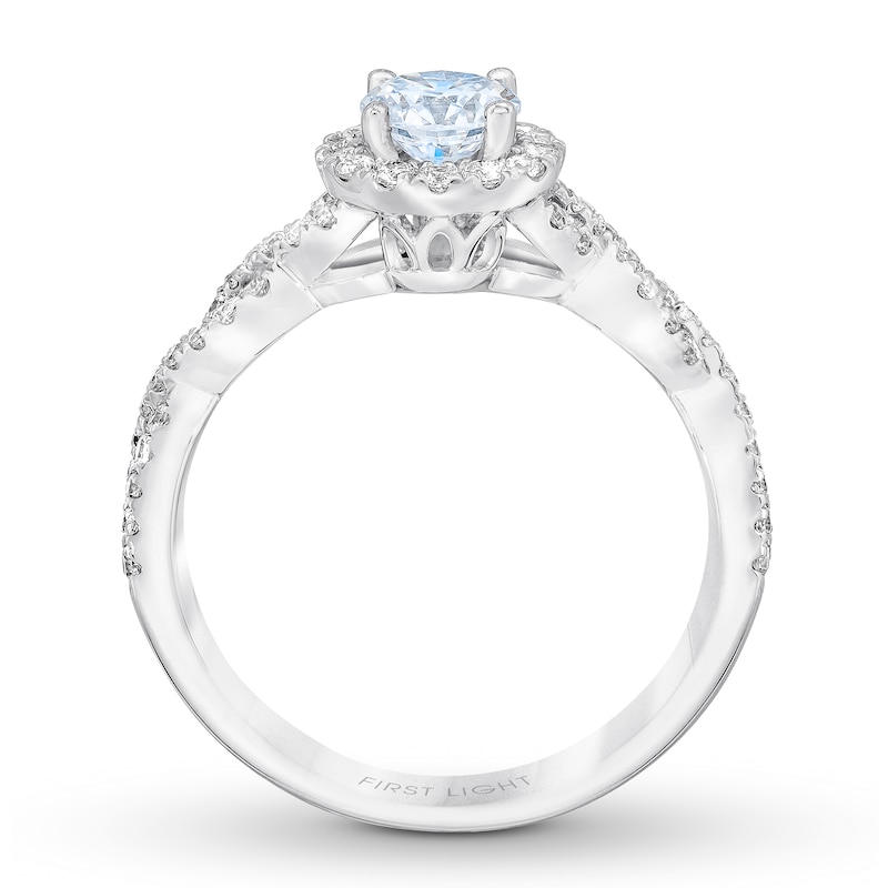 Main Image 2 of Previously Owned THE LEO First Light Diamond Engagement Ring 7/8 ct tw Round-cut 14K White Gold - Size 10