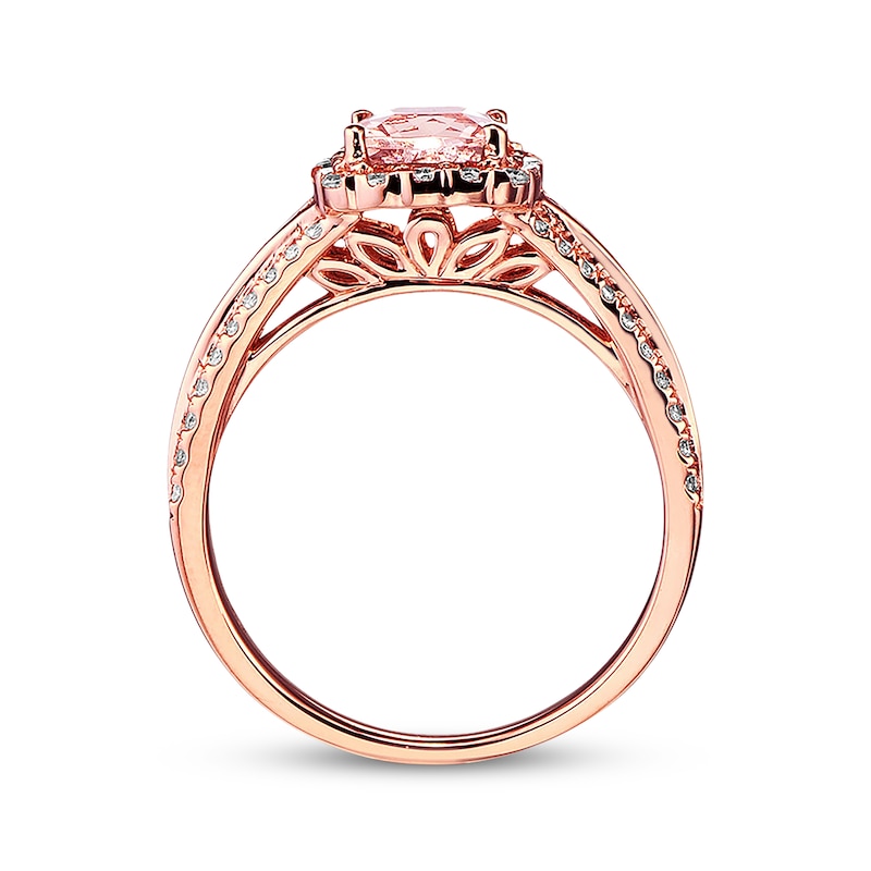 Main Image 3 of Previously Owned Morganite Engagement Ring 3/8 ct tw Diamonds 14K Rose Gold - Size 4.5