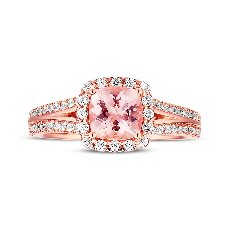 Main Image 4 of Previously Owned Morganite Engagement Ring 3/8 ct tw Diamonds 14K Rose Gold - Size 4.5