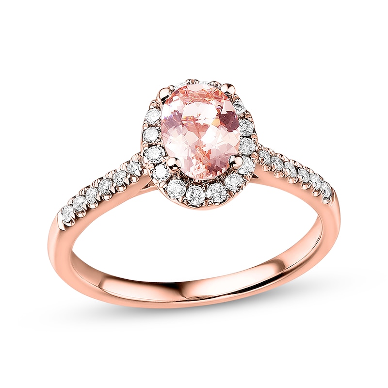 Main Image 1 of Previously Owned Morganite Engagement Ring 1/4 ct tw Diamonds 14K Rose Gold - Size 10