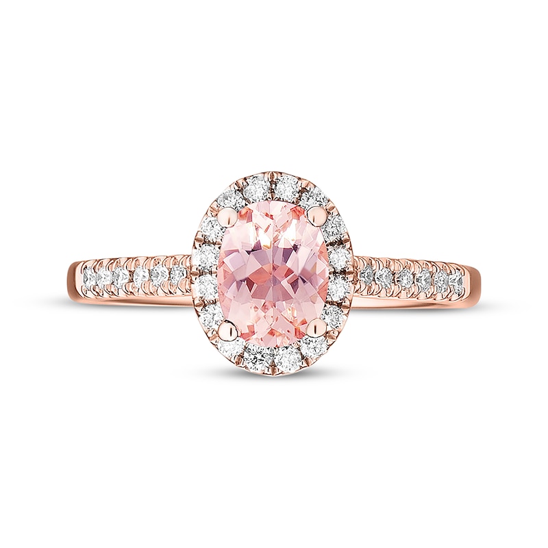 Main Image 4 of Previously Owned Morganite Engagement Ring 1/4 ct tw Diamonds 14K Rose Gold - Size 10