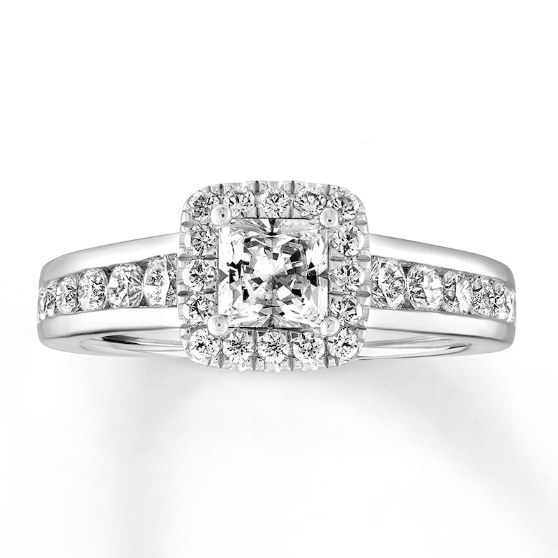 Previously Owned Diamond Engagement Ring 1-3/8 ct tw Princess/Round 14K ...