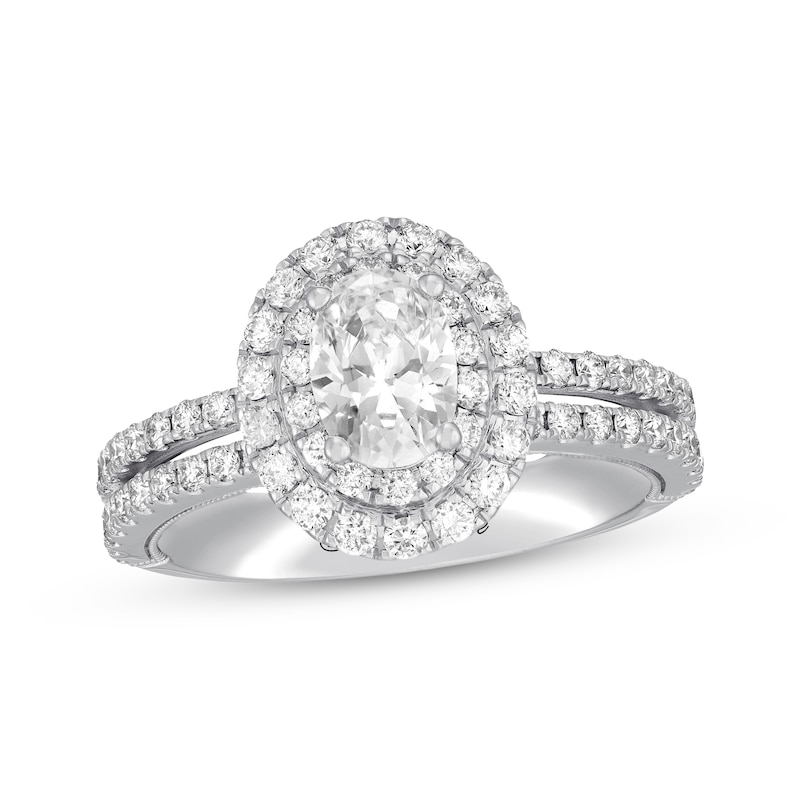 Main Image 1 of Previously Owned Neil Lane Oval Diamond Engagement Ring 1-3/4 ct tw 14K White Gold - Size 5.5