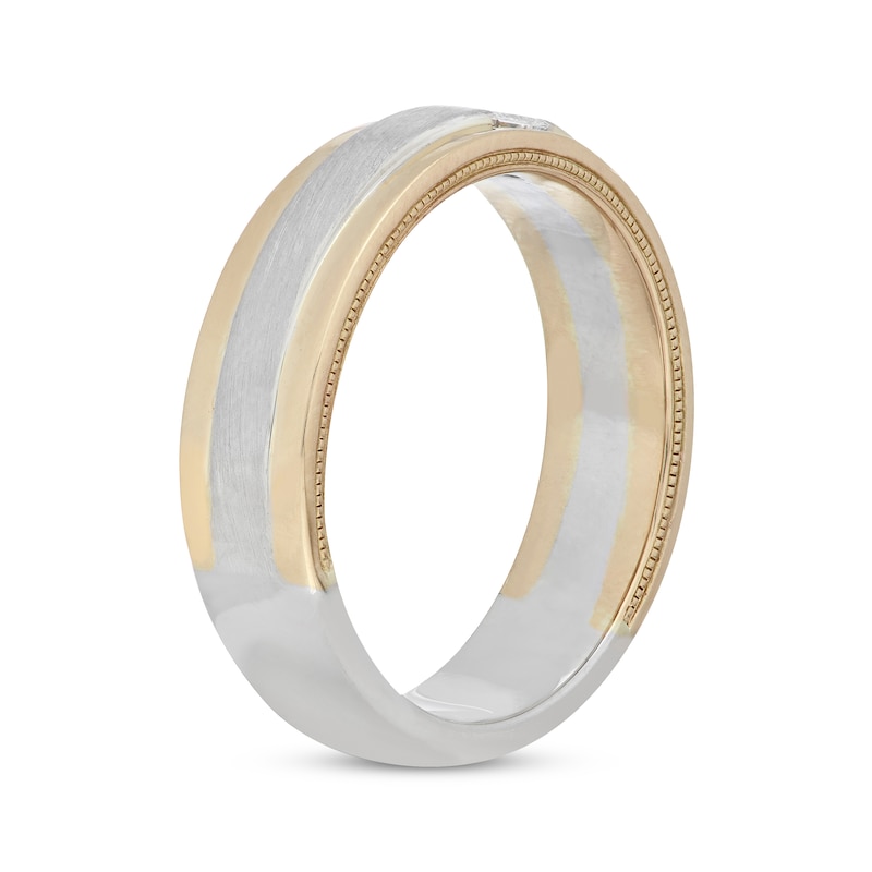 Main Image 2 of Previously Owned Neil Lane Men's Diamond Wedding Band 1/6 ct tw Square-cut 14K Two-Tone Gold