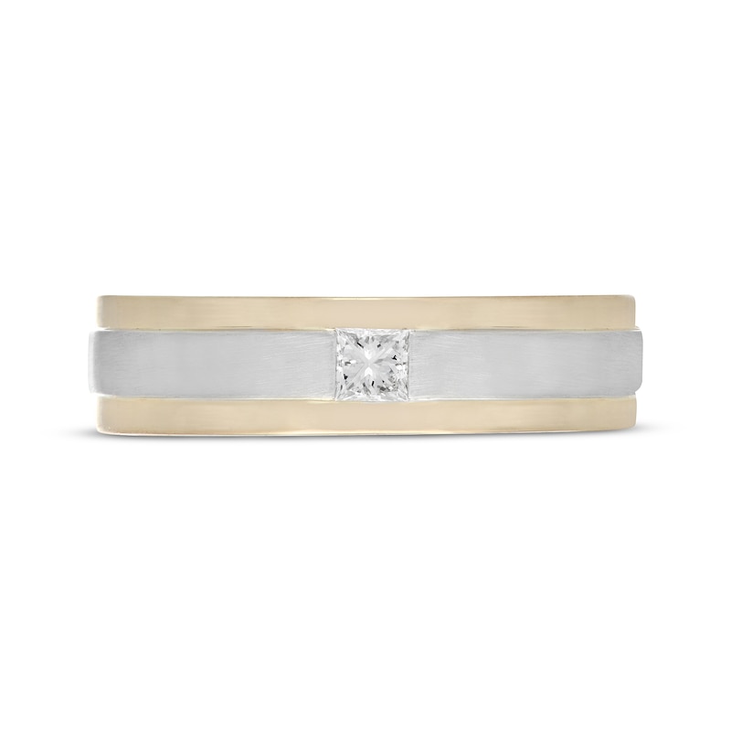 Main Image 3 of Previously Owned Neil Lane Men's Diamond Wedding Band 1/6 ct tw Square-cut 14K Two-Tone Gold