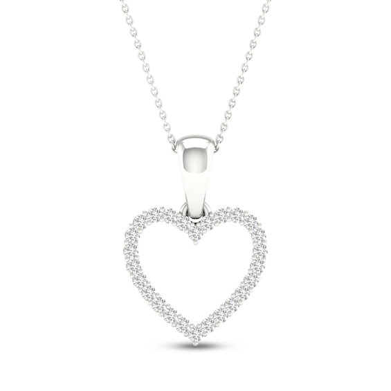 Previously Owned Diamond Heart Necklace 1/10 ct tw Round-Cut 10K White Gold 18"