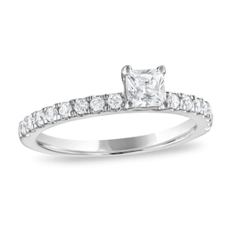 Previously Owned Diamond Engagement Ring 5/8 ct tw Princess/Round-cut 14K White Gold