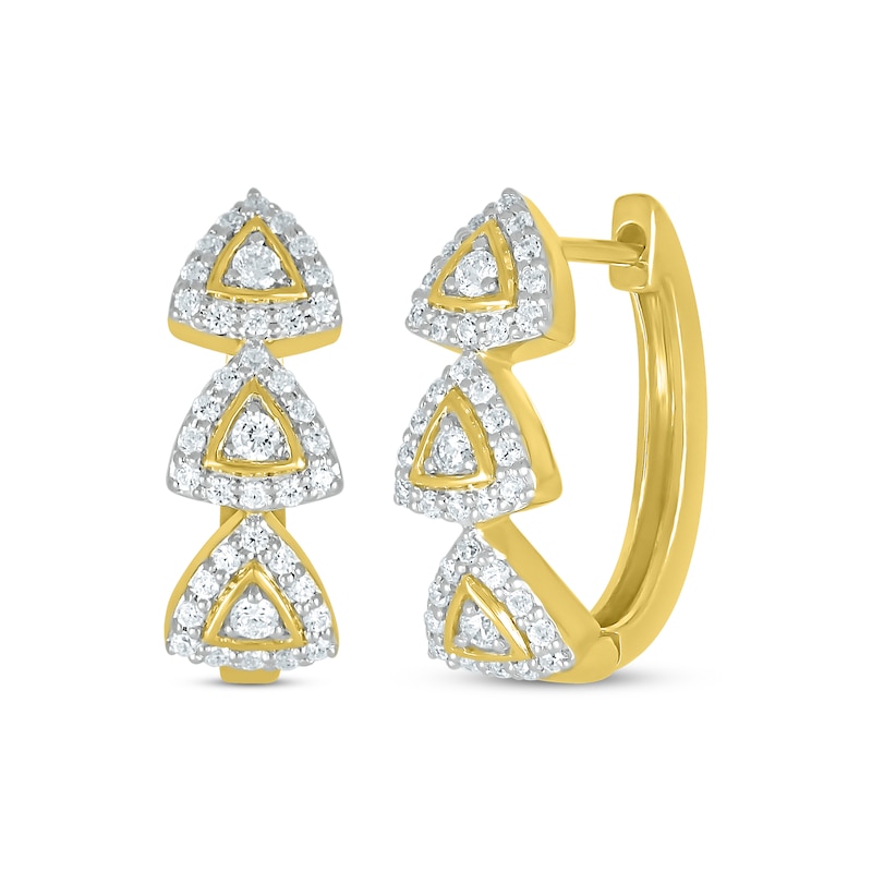 Main Image 1 of Previously Owned Diamond Hoop Earrings 1/2 ct tw Round-cut 10K Yellow Gold