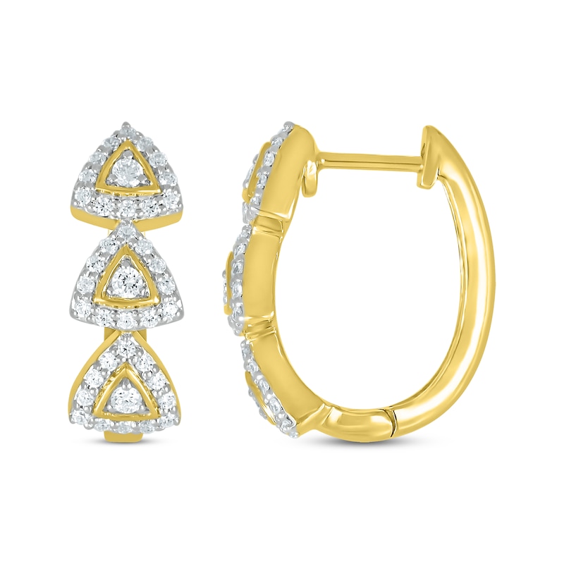 Main Image 3 of Previously Owned Diamond Hoop Earrings 1/2 ct tw Round-cut 10K Yellow Gold