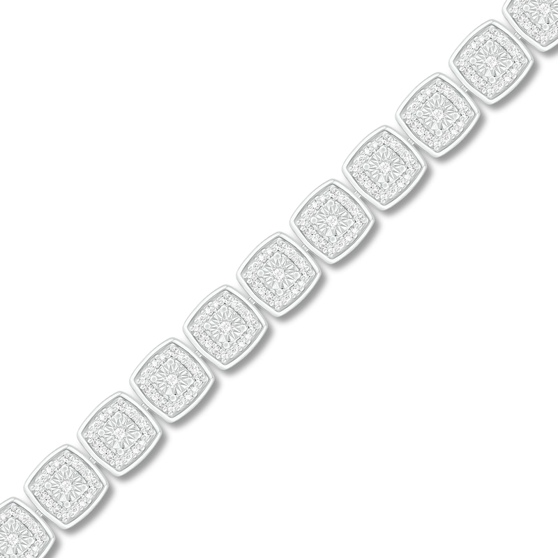 Main Image 2 of Previously Owned Diamond Cushion Line Bracelet 1 ct tw Round-cut 10K White Gold 7.25&quot;