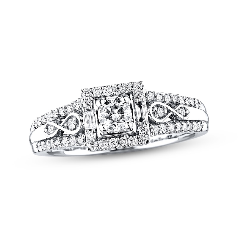 Previously Owned Infinity Engagement Ring 1/2 ct tw Diamonds 10K White Gold - Size 4.75