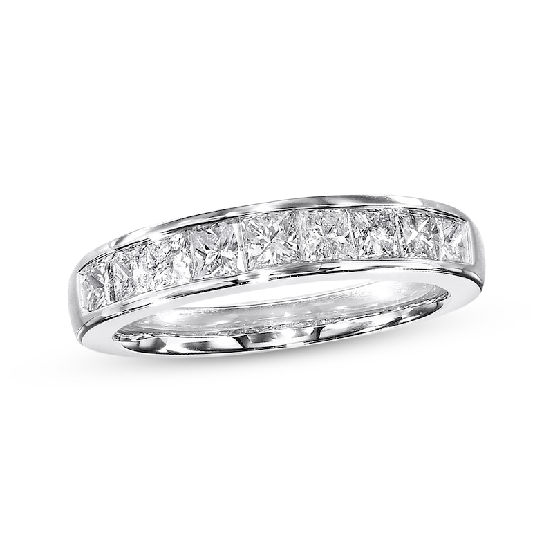 Main Image 1 of Previously Owned Diamond Anniversary Band 1 ct tw Princess-Cut 14K White Gold - Size 4.25