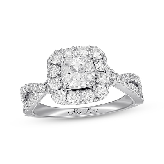 Previously Owned Neil Lane Diamond Engagement Ring 1-3/4 ct tw Cushion & Round-cut 14K White Gold - 10.25