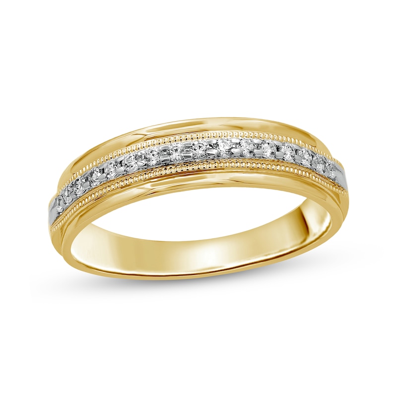 Main Image 1 of Previously Owned Men's Diamond Wedding Band 1/2 ct tw Round-cut 10K Yellow Gold - Size 13.75