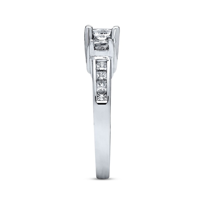 Main Image 2 of Previously Owned 3-Stone Diamond Ring 1-1/2 ct tw Princess-cut 14K White Gold - Size 10.5