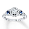Thumbnail Image 0 of Previously Owned Diamond/Sapphire Ring 3/4 ct tw Round-cut 14K White Gold - Size 10