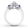 Thumbnail Image 1 of Previously Owned Diamond/Sapphire Ring 3/4 ct tw Round-cut 14K White Gold - Size 10
