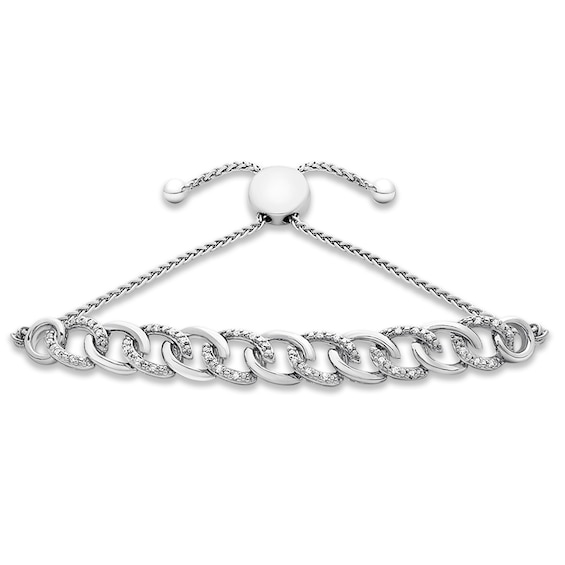 Previously Owned Diamond Link Bolo Bracelet 1/10 ct tw Round-cut Sterling Silver