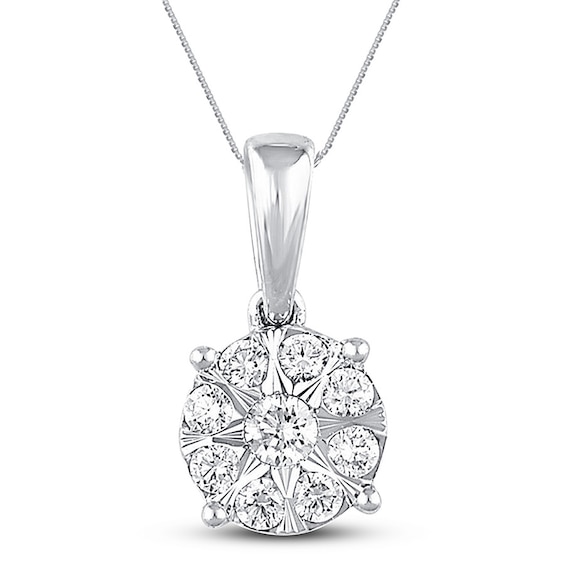 Previously Owned Diamond Necklace 1/4 ct tw Round-cut 10K White Gold 18"