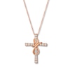 Thumbnail Image 1 of Previously Owned Le Vian Diamond Cross Necklace 1/2 ct tw 14K Strawberry Gold 18&quot;