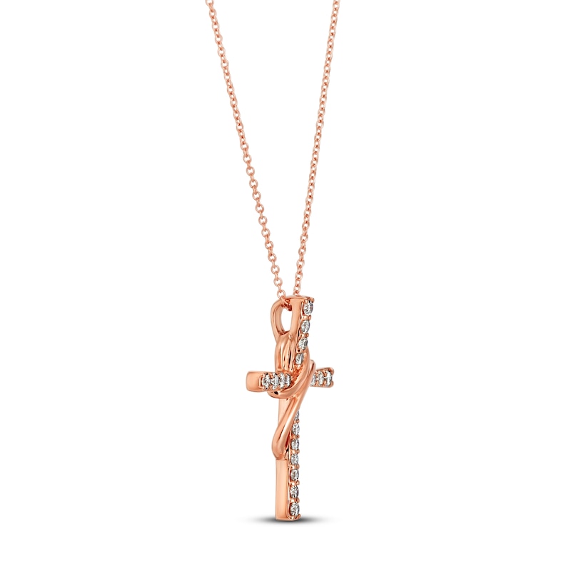 Main Image 2 of Previously Owned Le Vian Diamond Cross Necklace 1/2 ct tw 14K Strawberry Gold 18&quot;